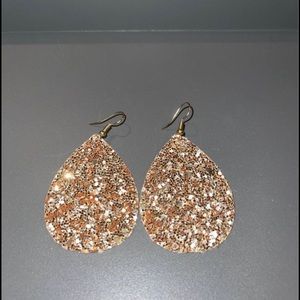 Gold Glitter Leather light Material Earrings